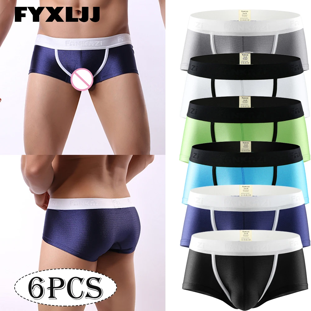 

FYXLJJ 6Pcs Fashion Male Underpant Comfortable Breathable Underwear Boxer Shorts Patchwork U Convex Pouch Boxers Men Boxershorts