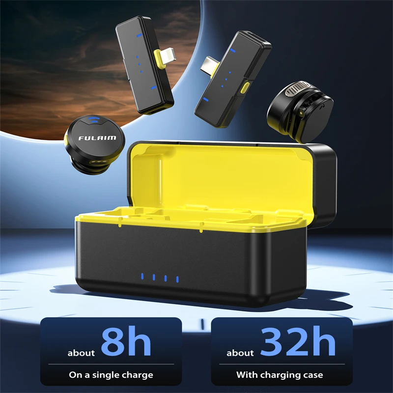 wireless lavalier microphone FULAIM X3 Wireless Lavalier Microphone For iPhone/Android/PC/Laptop 1 Click Noise Canceling Audio Lapel Mic for Video Recording