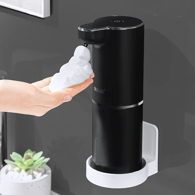 Dispenser automatico di sapone in schiuma nera Dispenser di disinfettante  per le mani a induzione domestica Dispenser di sapone per ricarica USB  intelligente da bagno