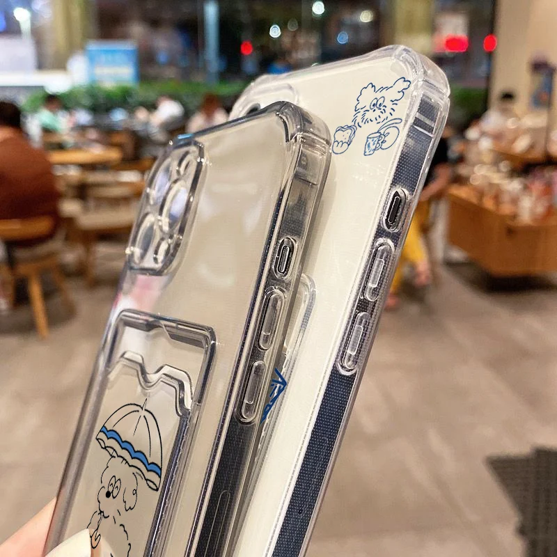 Chic INS Korea Umbrella Line Dog Card Holder Phone Case Cover