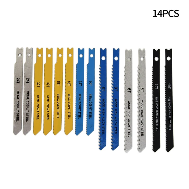 14pcs Jigsaw Blades Assorted U Fitting Jigsaw Blades Set Jig Saw Blades For Metal Plastic Wood Aluminum Jig Saw Blades Cutting