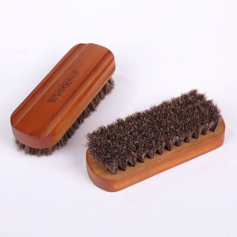Horsehair Care and Cleaning Brush Set Medium Long Handle Bristle Shoe Brush for Oil and Dust Removal 6