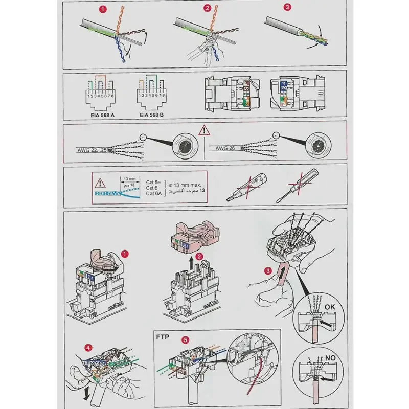 이더넷 월 플레이트, RJ45 키스톤 커플러 인서트가 있는 키스톤 잭 월 플레이트, 암-암 Cat6 키스톤 잭