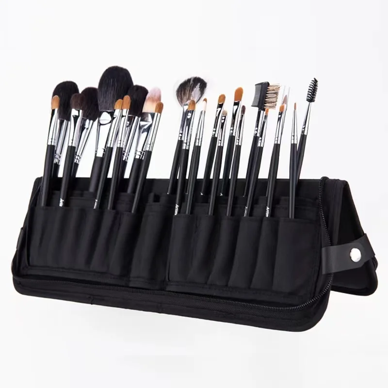 

Makeup Artist Tools PU Portable Large Capacity Folding Makeup Brush Storage Bag 29 Holes Can Hold 40 Makeup Brush Bags