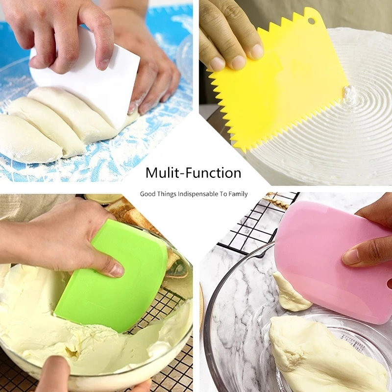 Spatule coupe-pâte en silicone, 3 pièces/lot, trancheuse, grattoir à crème,  lame de gâteau, pâtisserie - AliExpress