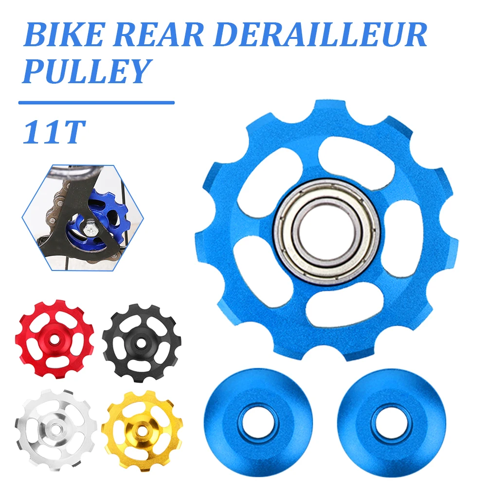 11T Five Colors Aluminum Alloy MTB Bicycle Rear Derailleur Pulley Jockey Road Bike Guide Roller Tensioner Part Cycling Accessory new bicycle rear derailleur pulley jockey wheel steel bearing 9t 11t aluminum alloy jockey wheel bicycle jockey roller