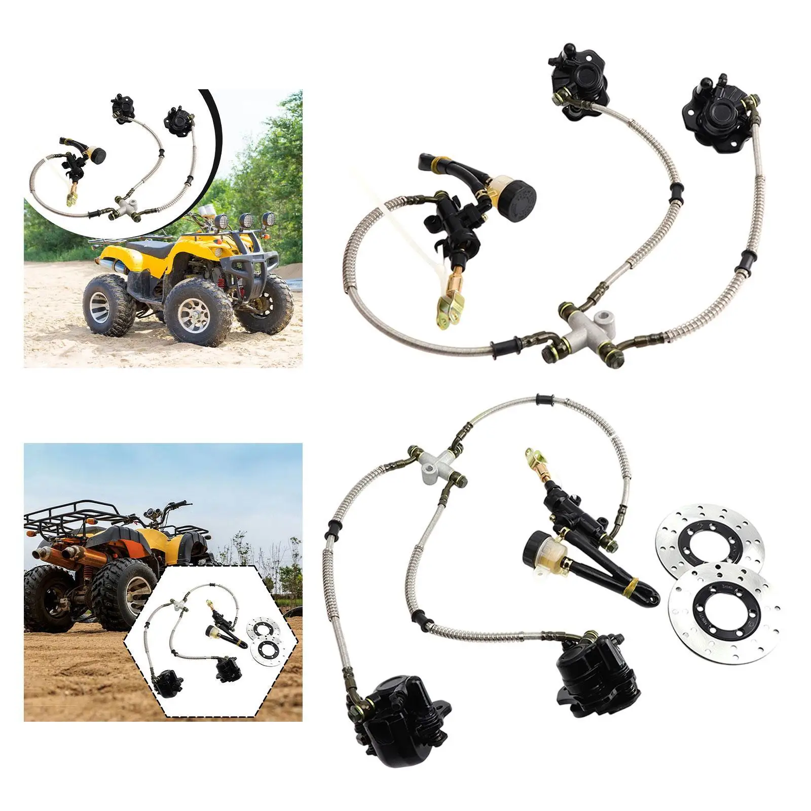 고카트 유압식 리어 트윈 풋 브레이크 캘리퍼 어셈블리 메탈 키트 (ATV 125cc 150cc 200cc 250cc 비치 버기 개조용)