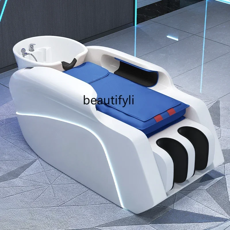 Fully Automatic Massage Shampoo Bed Electric Smart Ceramic Basin Barber Shop Flushing Bed LED Light light luxury beauty multifunctional face washing bed electric massage shampoo bed