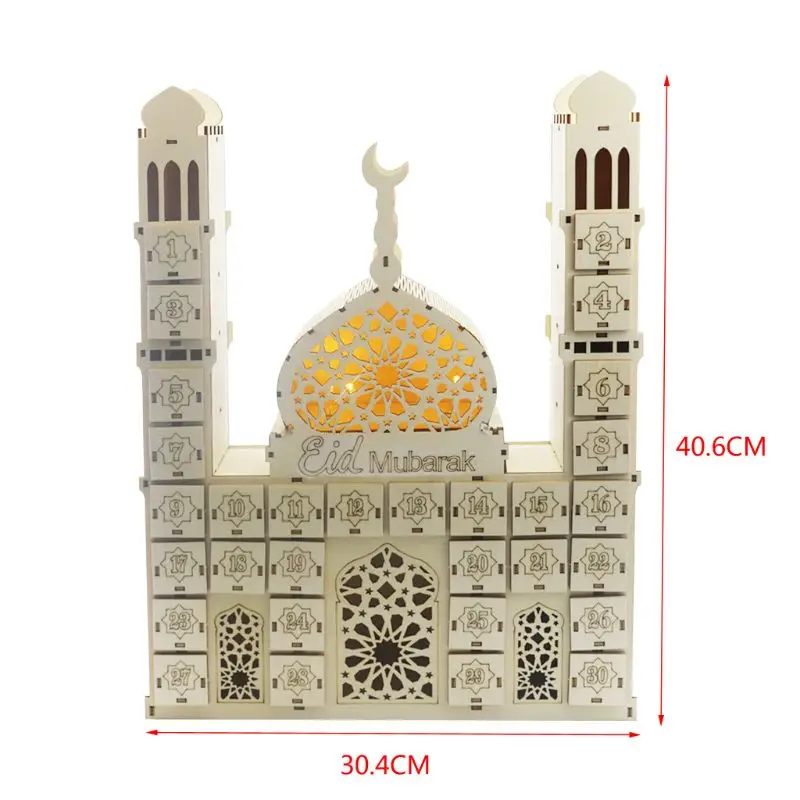 Eid Mubarak Countdown Calendar DIY Ramadan Ornaments Wooden Drawer Party Decor