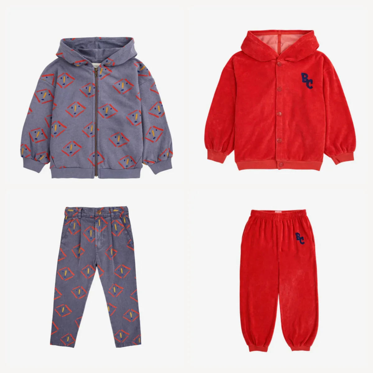 

2024 New Spring BC Series Kids' Leisure Cotton Hooded Jacket and Long Pants Set Boy and Girl Zip-up Top Coat