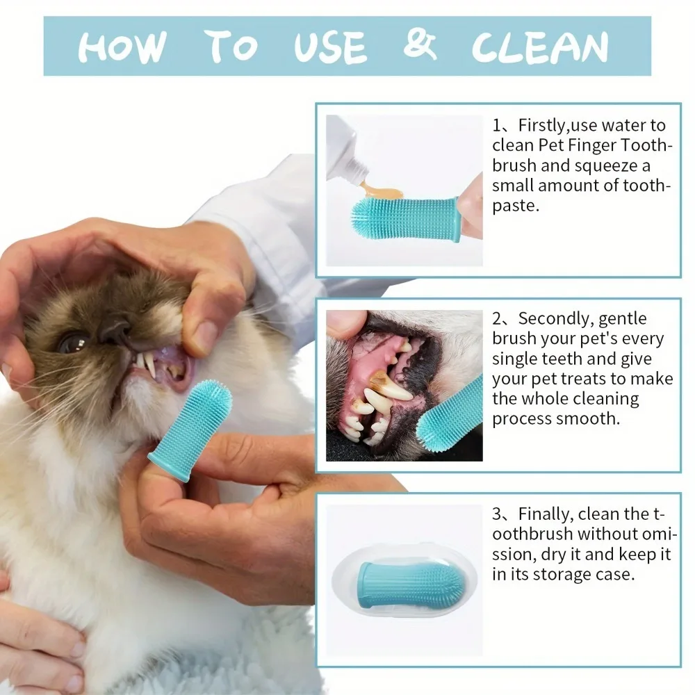 Dog Toothbrush 2Pcs Dog Toothbrush Nontoxic Silicone Dog Finger Toothbrush with Storage Case Cat Puppy for Teeth Cleaning dog toothbrush