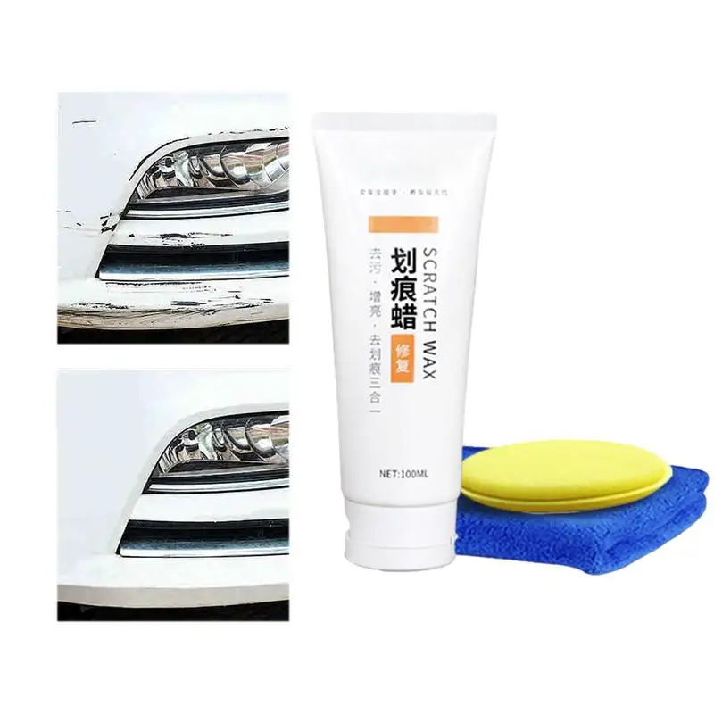 

Car Scratch Wax ScratchRemover Compound Polish For Vehicles 100ml Rubbing Compound For Cars With Cloth And Sponge Repair Paint