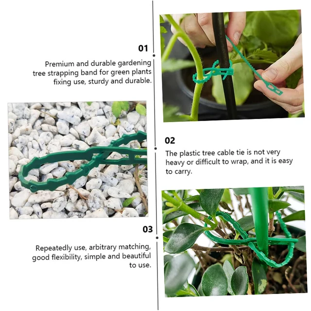 10-100pc Adjustable Plant Ties Flexible Garden Plant Ties Green Multi-Function Sturdy Garden Plant Twist Tie Plastic Garden Ties 5