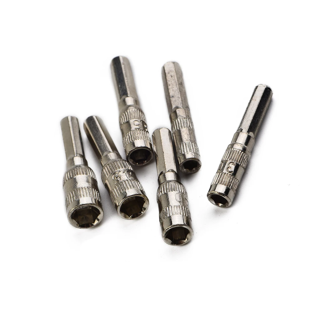 6Pcs 6 Points Hex Shank Socket 2.5/3/3.5/4/4.5/5mm H4 Nut Driver Hand Tool For Woodworking Socket Wrenches Tool Parts