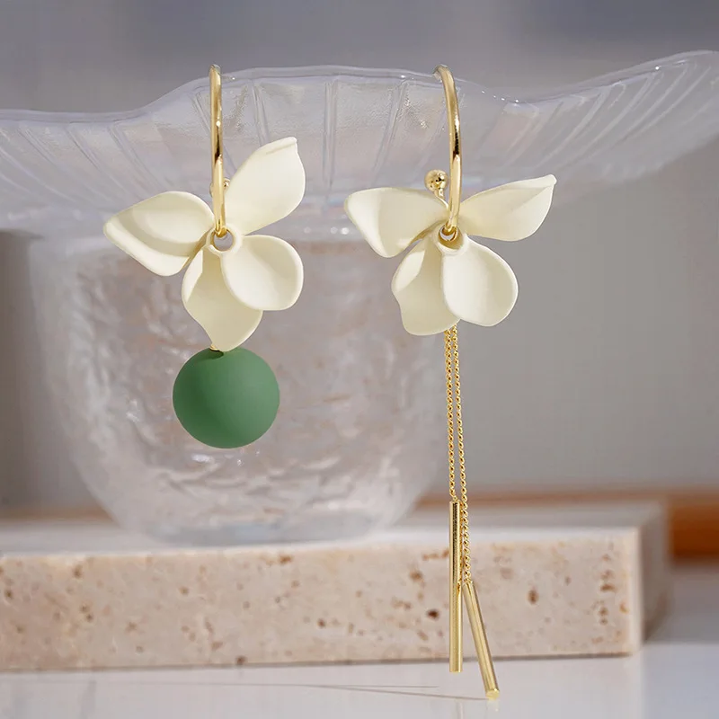 1 Pair Women Flower Earrings Tassels Sequins Ladies Girls Long Dangle Earring Jewelry Gifts