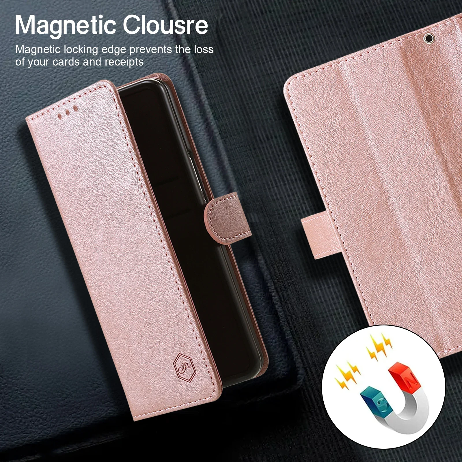Premium Flip Leather Wallet Phone Case with Kickstand and Card Slots - Business Book Style Cover