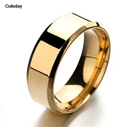 Men's Stainless Steel Band Rings - Black, Gold, Silver, US Sizes 6 - 13 - 8 (Rose)
