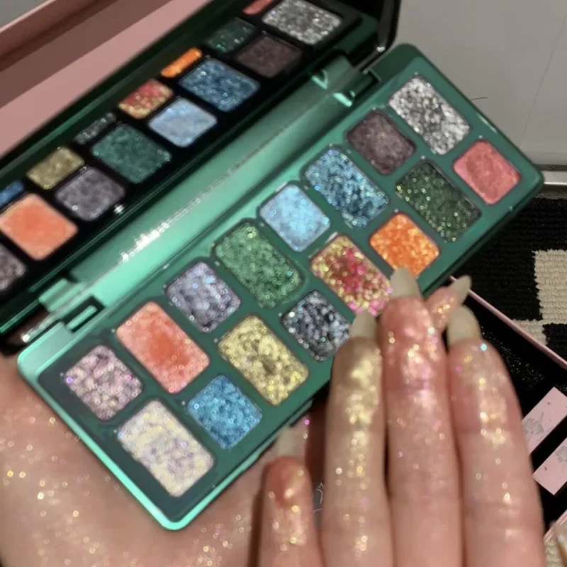 Diamond Pearl Punk Red Black Eye Shadow Makeup Palette Waterproof Lasting Matte Green Glitter 16 Color Eye Shadow Palette Makeup