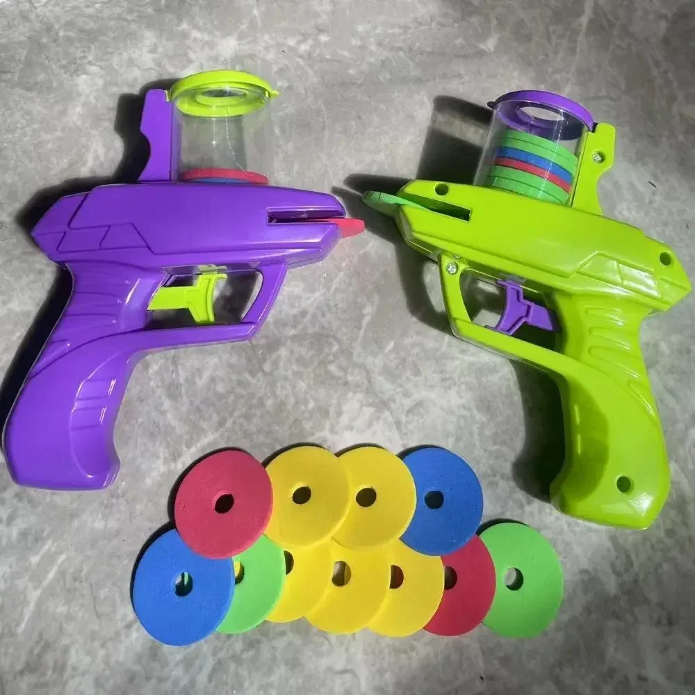 Flying Discs Launcher Toys For Kids EVA Soft Bullet Toy Gun Mini Carrot Flying Saucer Launcher Shooting Gun Outdoor Sport Toys 2