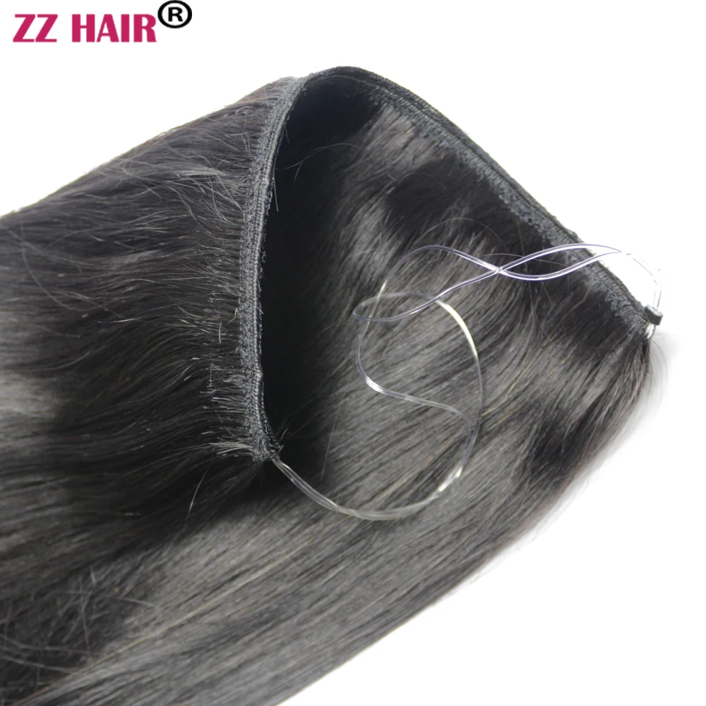 ZZHAIR Human Remy Hair Extensions 16"-26" 200g-220g Fish Line In No-lace Natural Straight No Clips