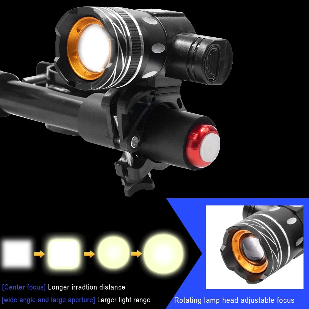 LED Front Licht Scheinwerfer Für Xiaomi M365 /Pro Elektrische Roller Zoombare 1200mAh Batterie USB Aufladbare 150LM XM-L T6 – Detail 4