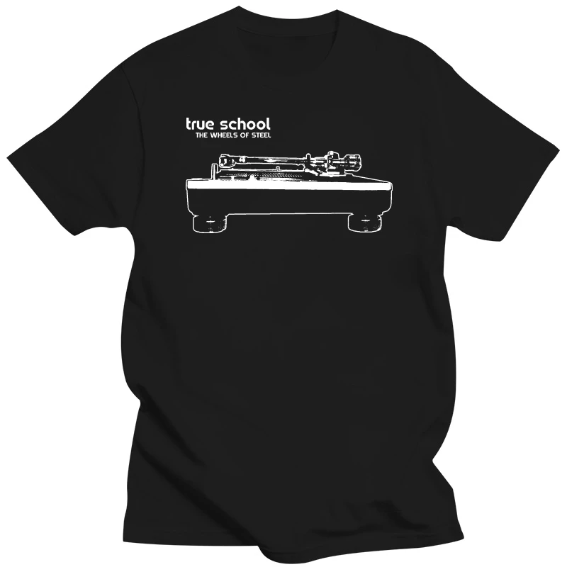 True School Wheels Of Steel T Shirt Classic Hip Hop Dj Technics 1200 Giradischi