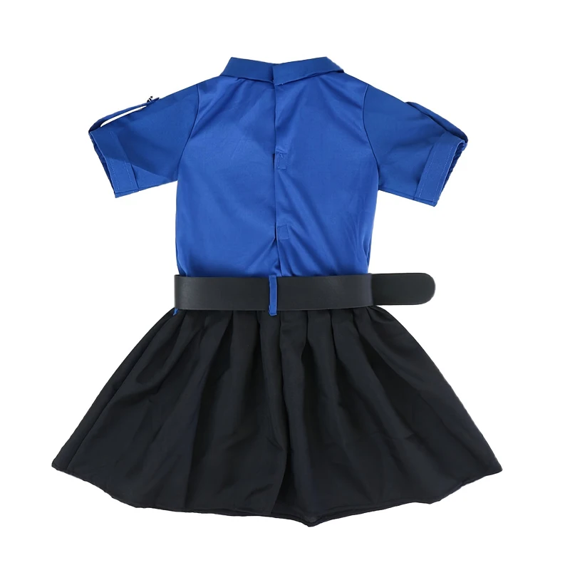 Children's New Halloween Cosplay Professional Experience Clothing Blue Top Belt Police Dress+Hat Set