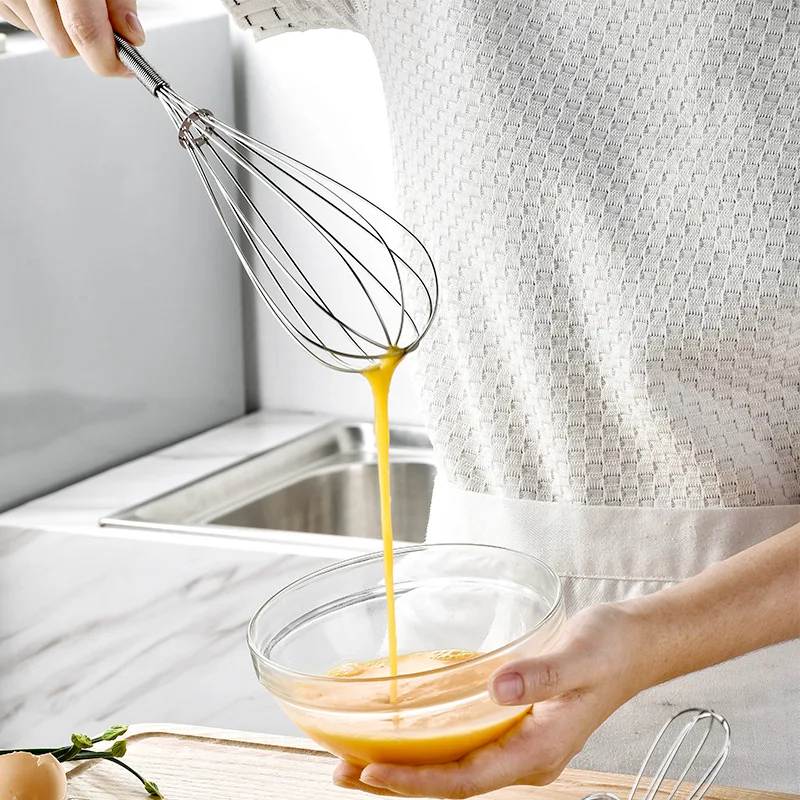 8/10/12 inches Stainless Steel Balloon Wire Whisk Manual Egg Beater Mixer  Kitchen Baking Utensil Milk Cream Butter Whisk Mixer - AliExpress