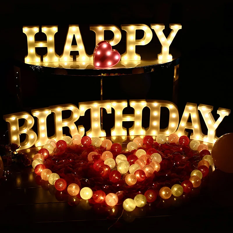 

LED Luminous Alphabet Letter Lights Number Lamps Night Lights Bedroom Home Wedding Birthday Party Festival Decoration Wall Decor