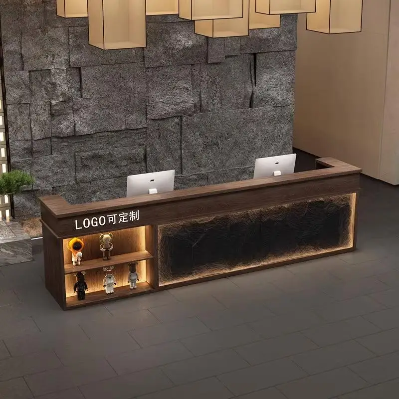 Beauty Salon Reception Hotel Furniture Stone Front Desk Table For Aesthetics Businesss Cash Register Cabinet Customer Center