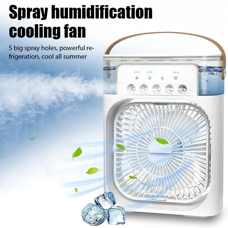 Ventilateur Humidificateur Portable Avec LED - Refroidisseur D'air USB, Réservoir 600ml, 3 Vitesses, Pour Bureau Et Maison