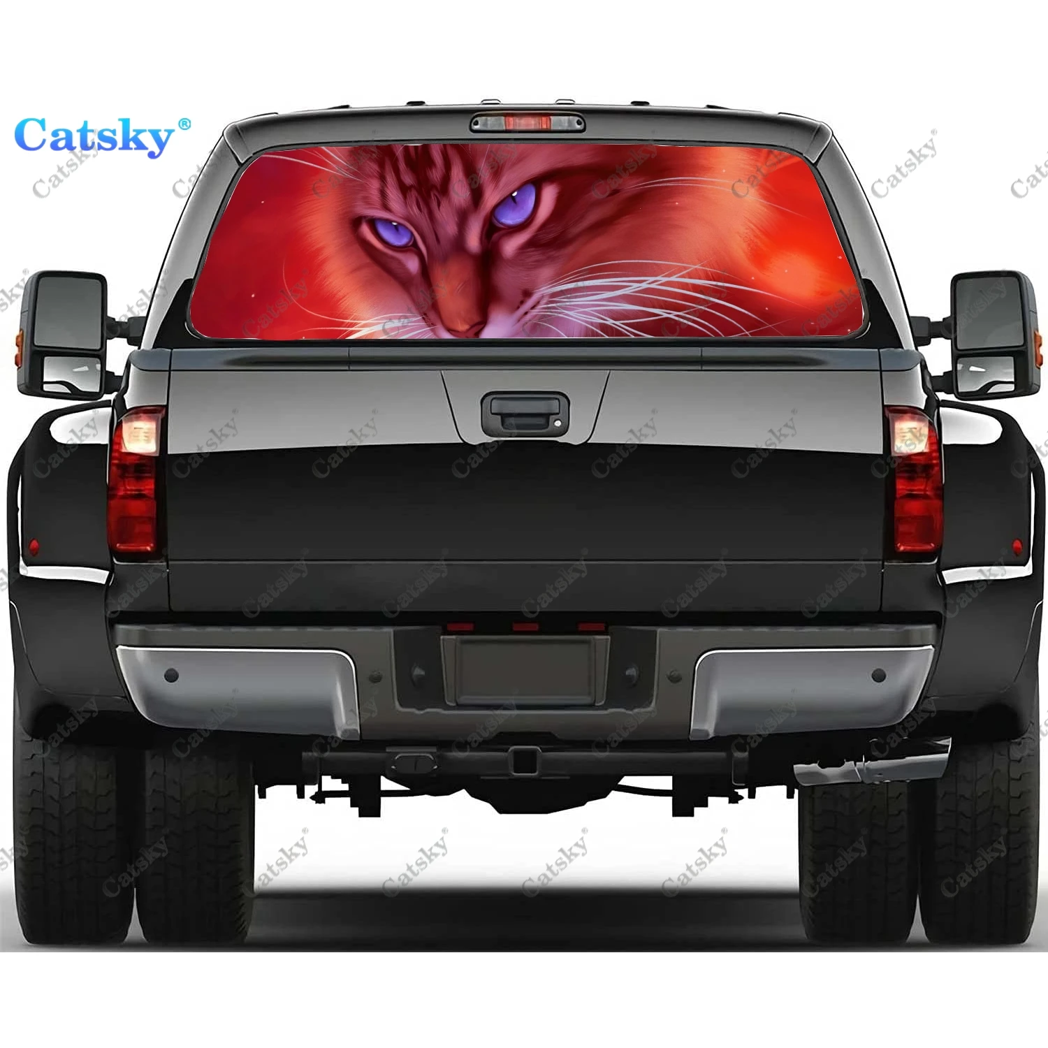

Фантастические аниме наклейки на заднее стекло с котом для грузовика, наклейка на окно пикапа, тинт для заднего стекла, графическая перфорированная виниловая наклейка для грузовика