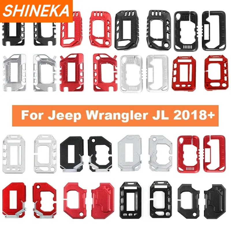 Key Case Key Case Cover Car Key Shell Anti Lost Keychain Car Key Chain Keychain For Jeep Gladiator JT Car Key Cover Metal Full Protection Key Shell Accessories For Jeep Wrangler JL