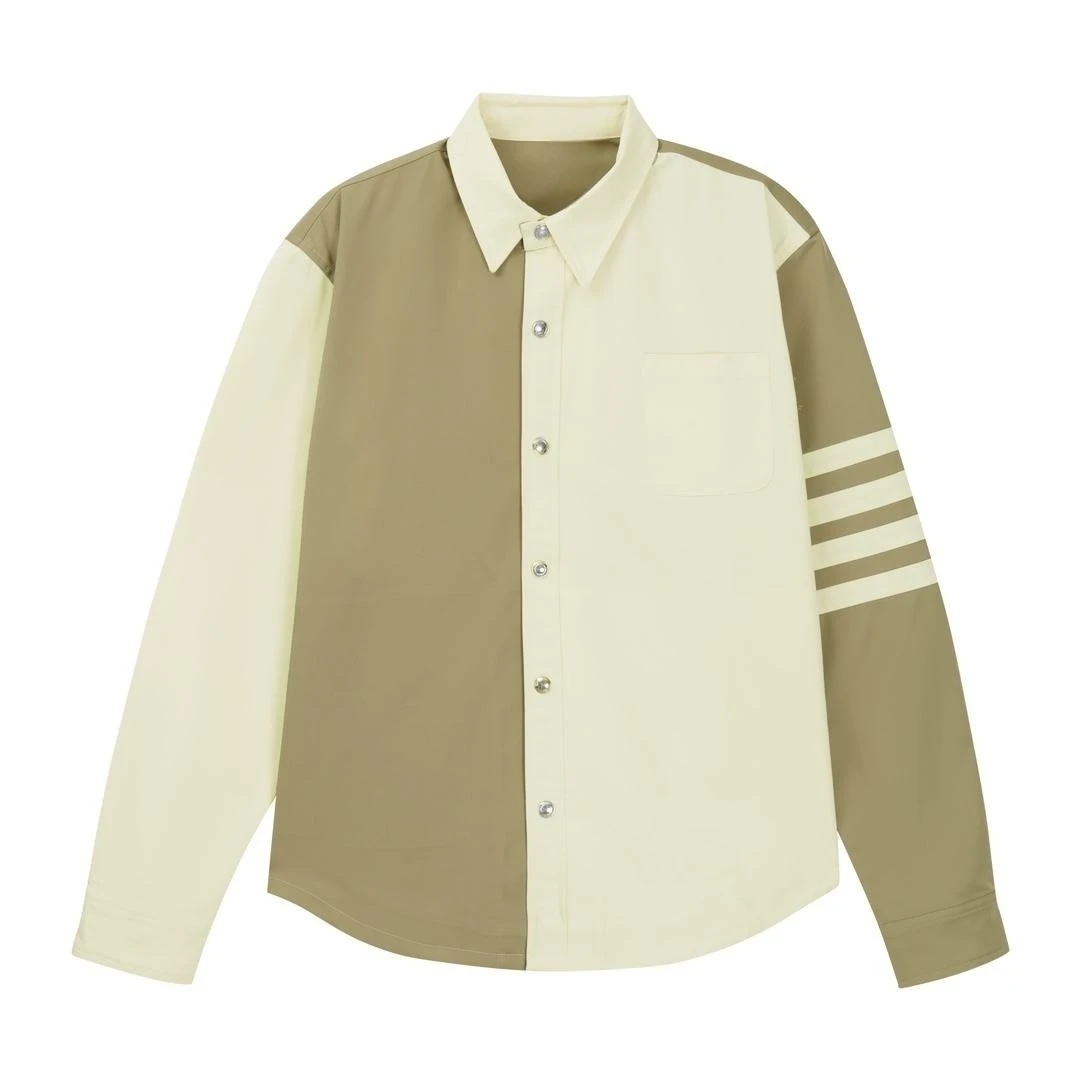 

Мужская рубашка в полоску составного кроя, в Корейском стиле