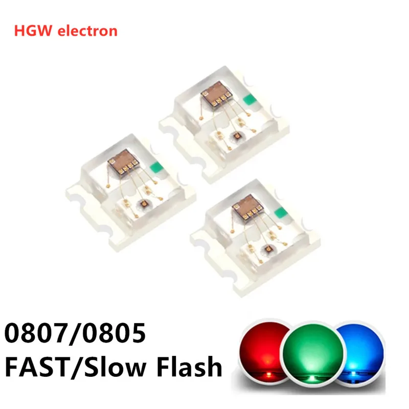 100 Pz Lampeggiante Led Smd Diodo 0805 Rgb Diodo Flash Alto Brilho Diod 0807 Rgb Flash Led Cambia Colore Flash Veloce Flash Lento