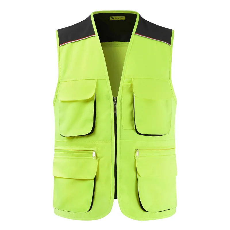 Black Summer Outdoor Work Safari Fishing Travel Photo Vest with Pockets For Men Working Waistcoat Sleeveless
