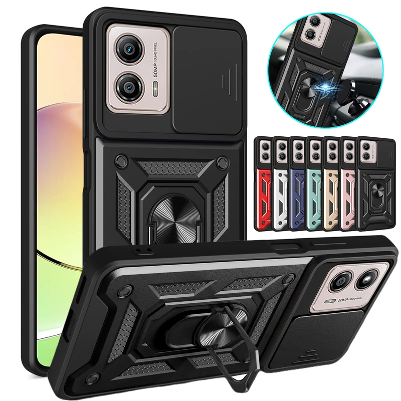 Per Motorola Moto G53 5G Custodia Slide Camera Armor Custodia Per Telefono Per Motorola Moto G13 G23 G53 5G Car Magnetic Ring Holder Cover Posteriore