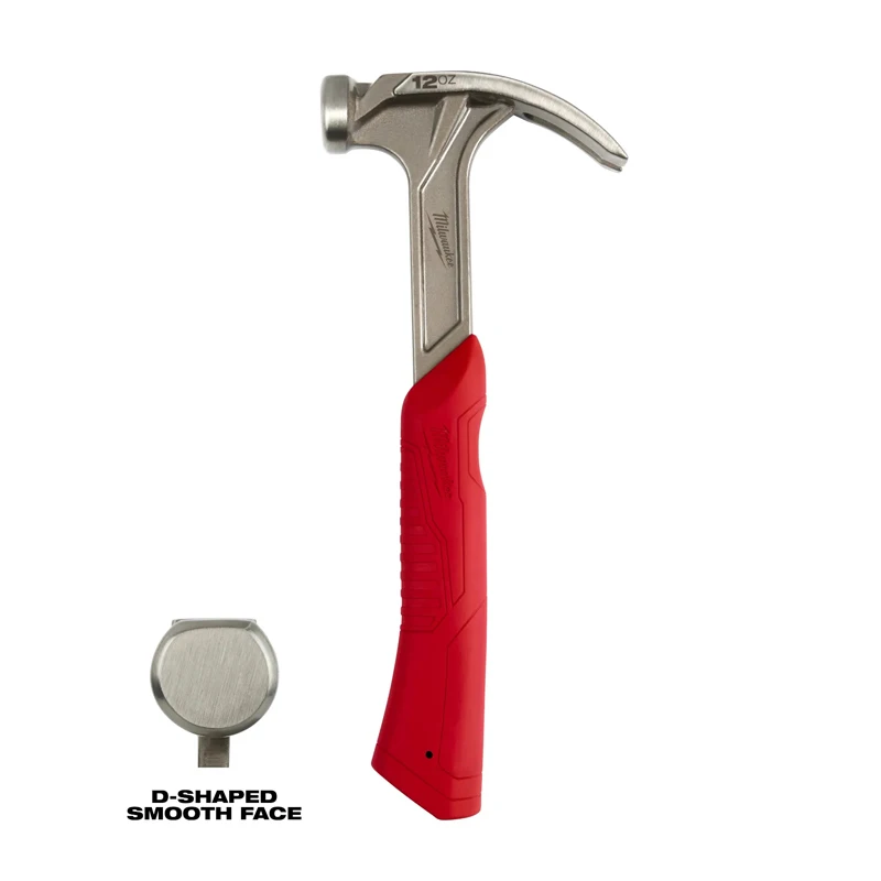 Milwaukee 48-22-9019 Finish Hammer 12oz Smooth Face Hybrid Claw Shock Absorbing Handle High Impact Force Tool Hammer 2