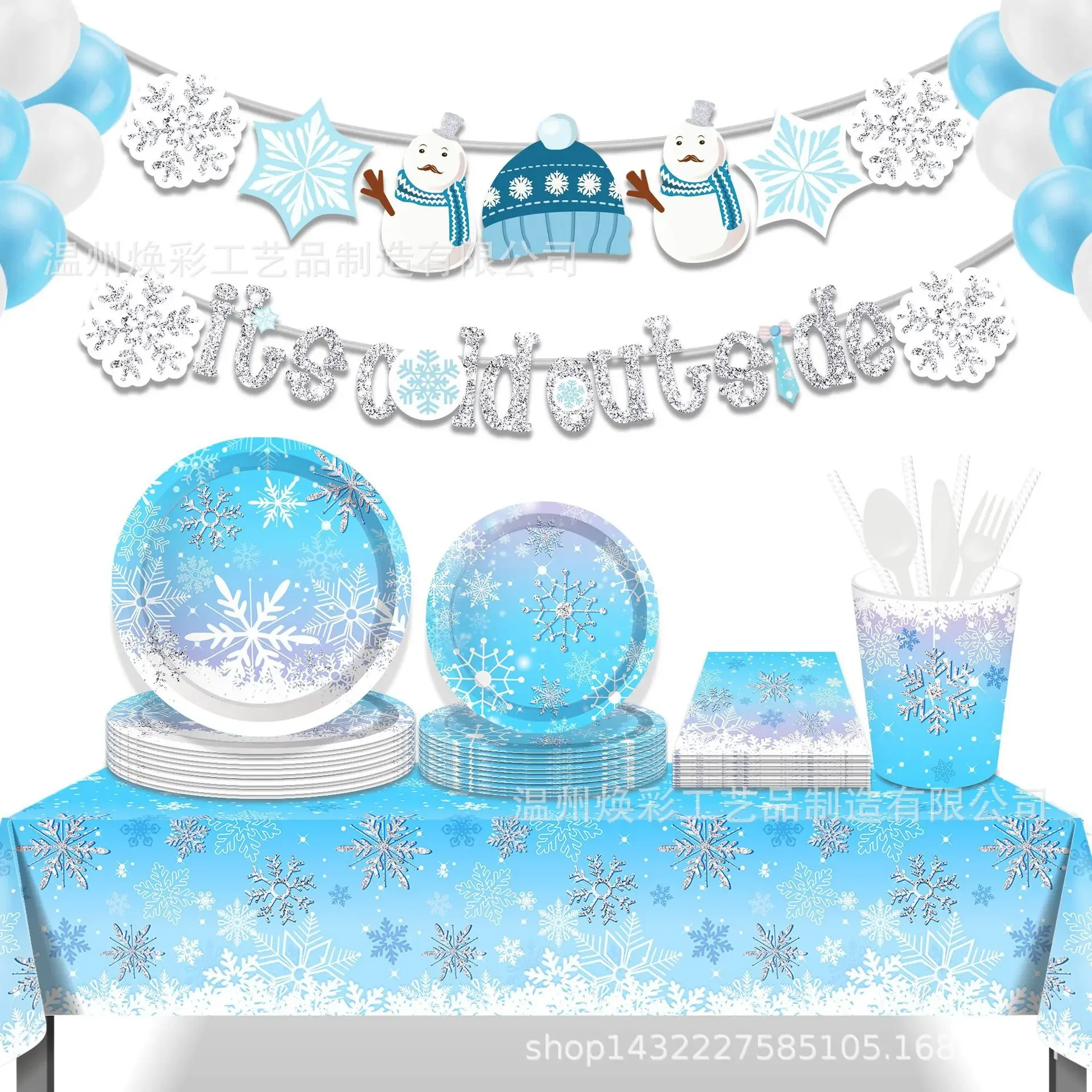 8 Guests Summer Birthday Tableware Snowflake Plate Kids Favor Pool Birthday Party Supplies Snow Ice Freeze Theme Parti Decor