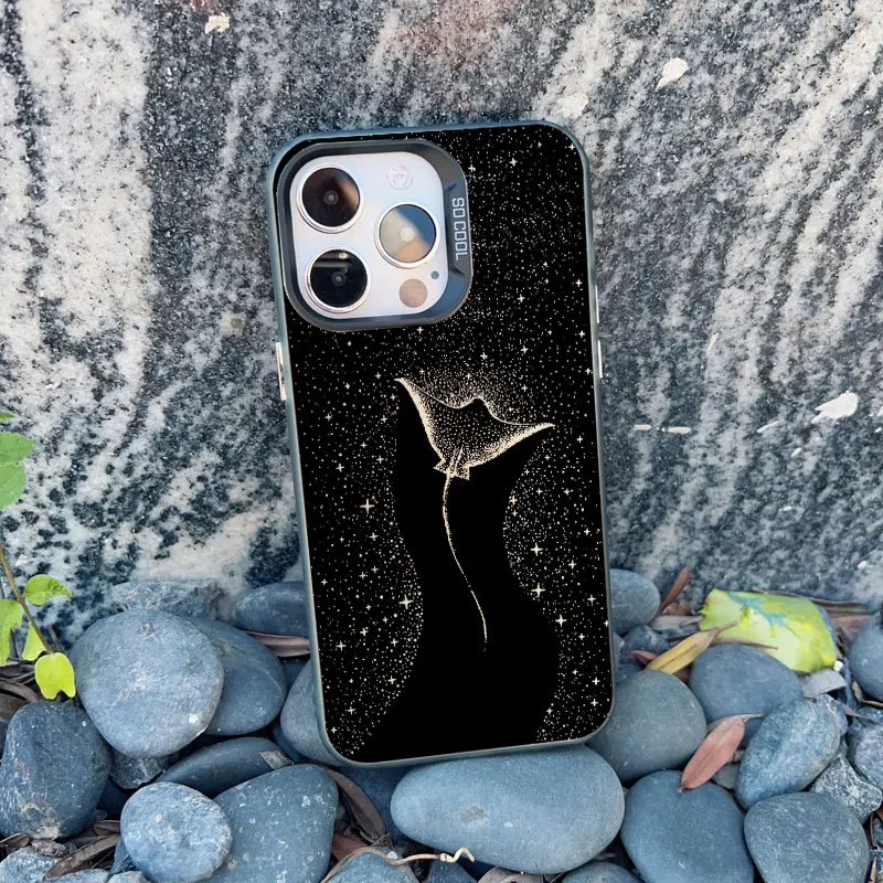 Marine Life Dotted Art Phone Case in Black Laser Finish