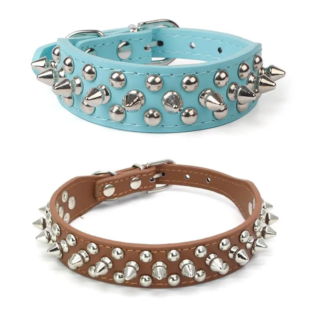 

Spiked Studded PU Leather Dog Collar For Small Medium Dogs Adjustable Rivet Collars for Pit Bull Bulldog Pugs Husky