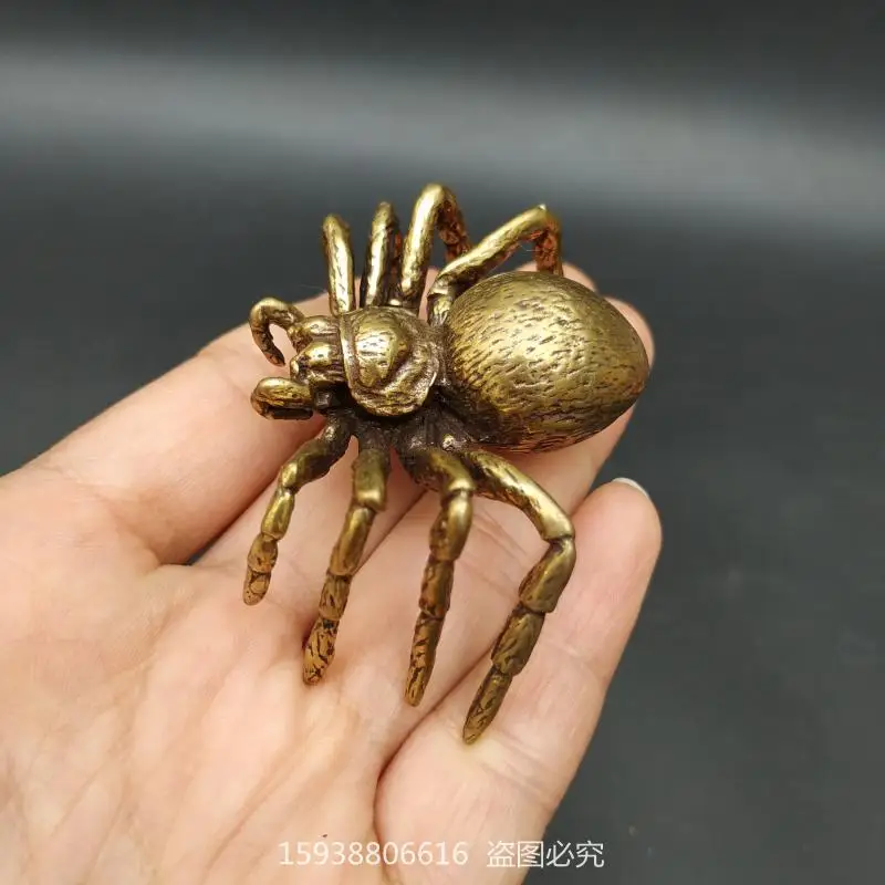 Antique Solid Brass Pure Copper Five Poisons Spider Desktop Mini Decoration Retro Tea Pet Tea Antique Antique Collection