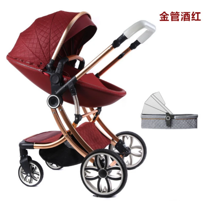 

Baby Stroller Can Sit and Lie Down 2 in 1High Landscape, Two-way Newborn Shock Absorber Four-wheel Children's Baby Stroller