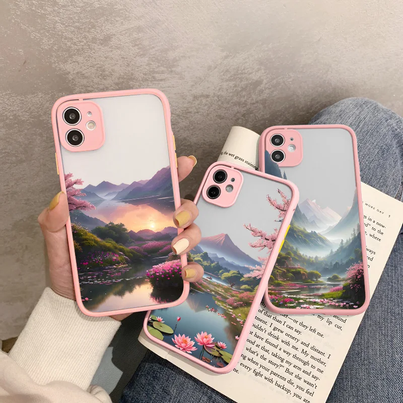 Lotus Pond Stoßfeste Schutzhülle für iPhone 17 16 15 14 Pro Max Plus 13 12 Pro Max Mini 11 Pro Max Stoßfeste Abdeckungen
