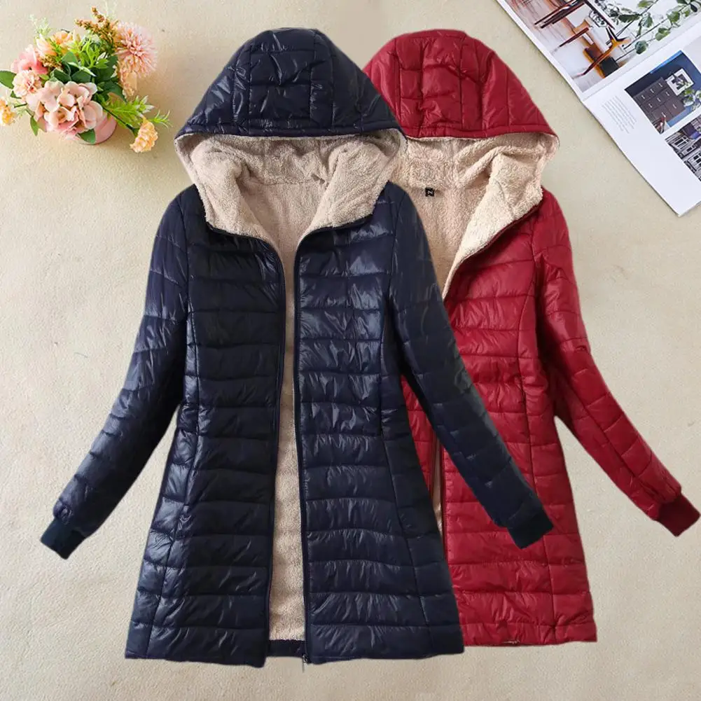 Cozy Autumn Winter Mid-length Jacket S-2XL Women Coat Mid-length Jackets Office Ladies Clothes for Outdoor 6