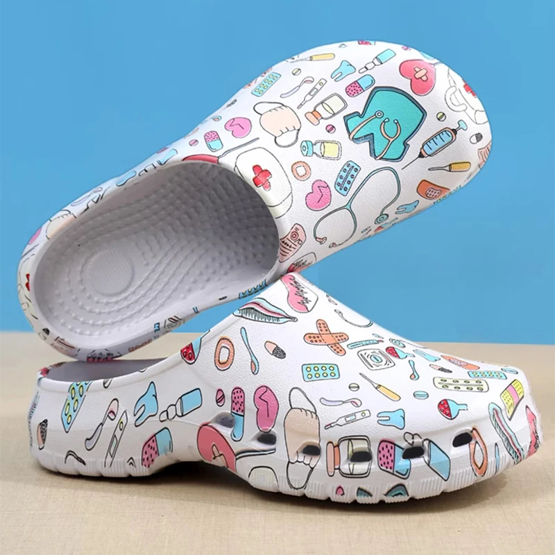 Medical print Nurse Clogs EVA Surgical Slippers Lightweight Non-slip Doctor Scrub Clogs Dental Pet Clinic Nursing Clogs Y07-1 4