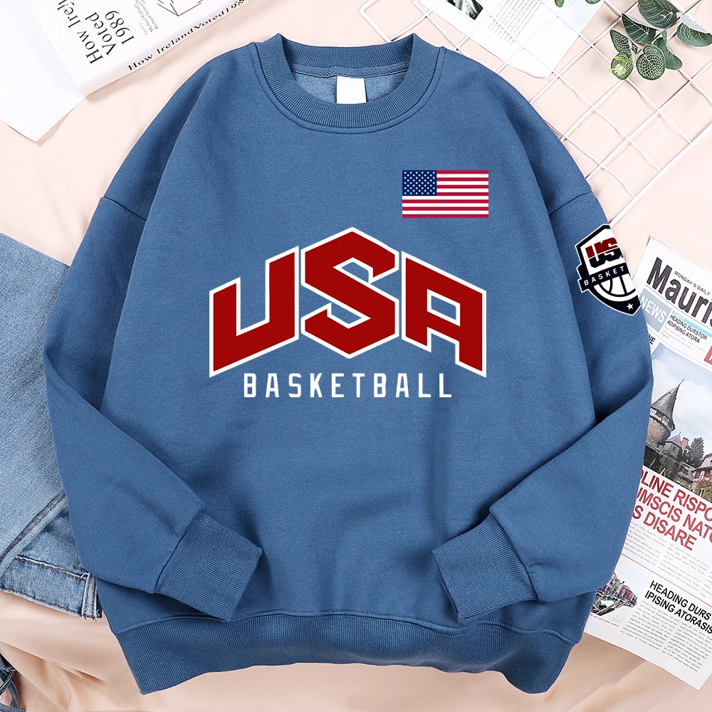 USA Basketballer Printed Street Casual Hoody Men Women Hip Hop Oversized Clothing Loose Warm Fleece Sweatshirts Couple Hoodies