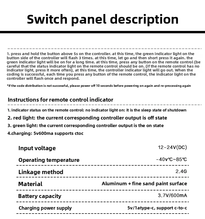 For Haval DARGO Car A-pillar 6-way Handle Switch Car Modified Spotlight Wireless Remote Control Car Led Spotlight Accessories detail image 1