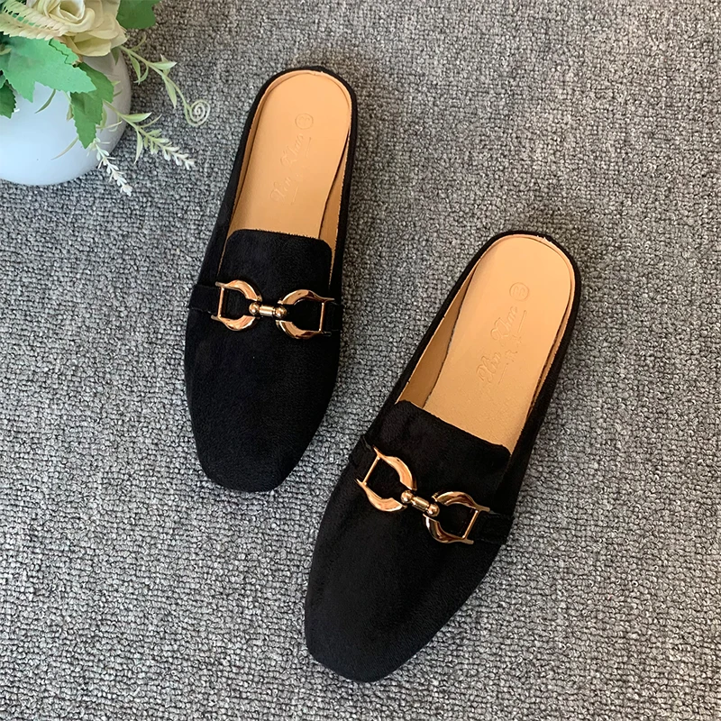 

spring and summer new outer wear Mueller Shoes Sandals lazy flat baotou half slipper women's large size 41-44 small size 31-32