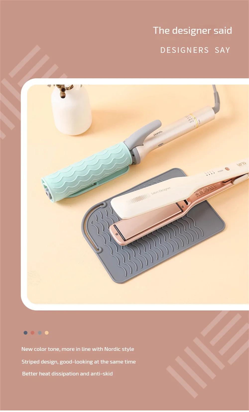 Description Picture 3 of itemSilicone Heat Resistant Mat Pouch for Curling Iron Hair Professional Styling Tool Anti-heat Mats for Hair Straightener Curling